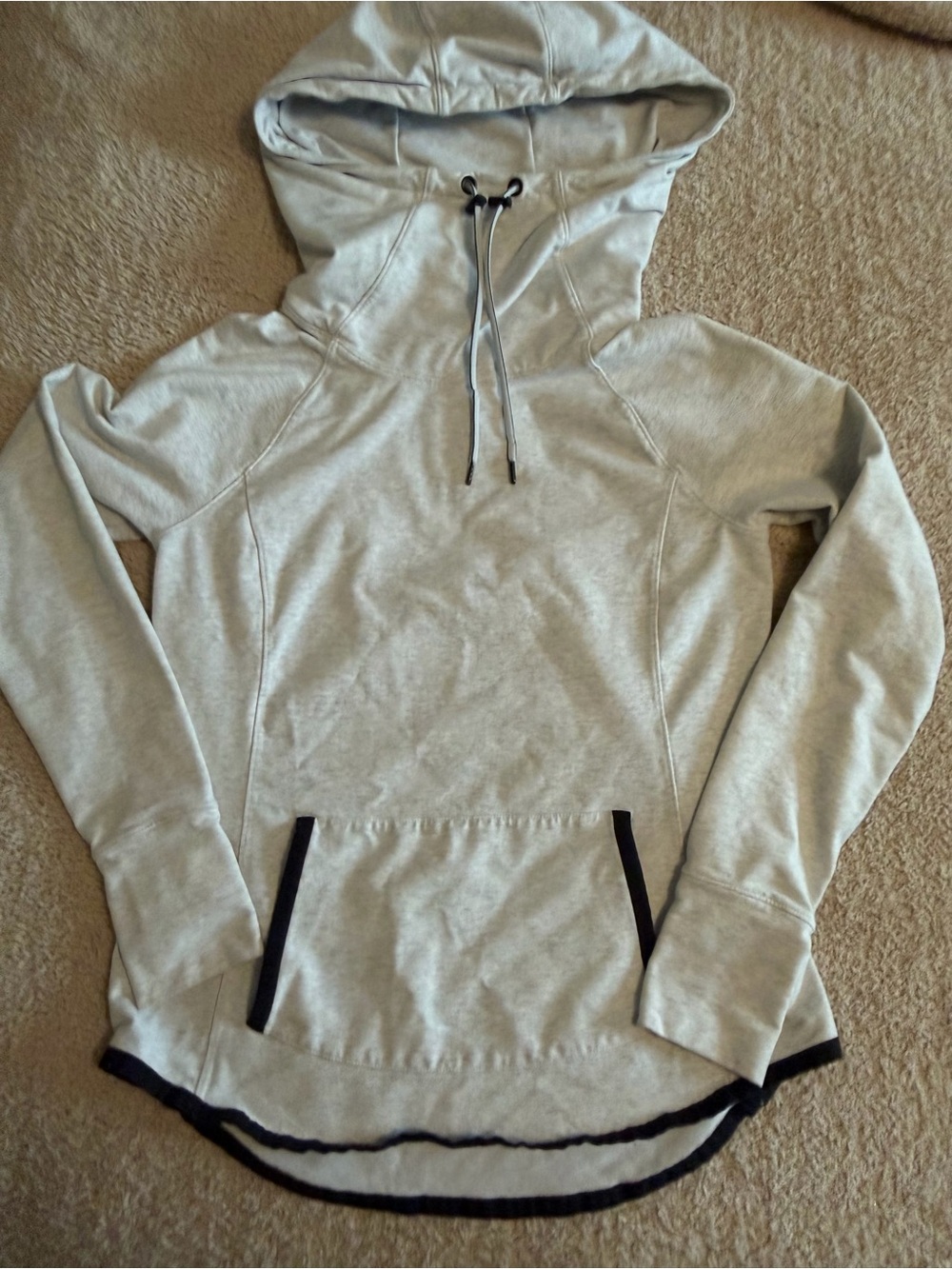 Athleta Heather Grey Hoodie Pullover with Thumbholes - Size M